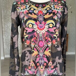 🚫JohnnyWas… SOLD!…embroidered thermal cotton T shirt.